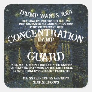 CONCENTRATION CAMP TRUMP DHS ICE CBP POLICIA SQUARE STICKER