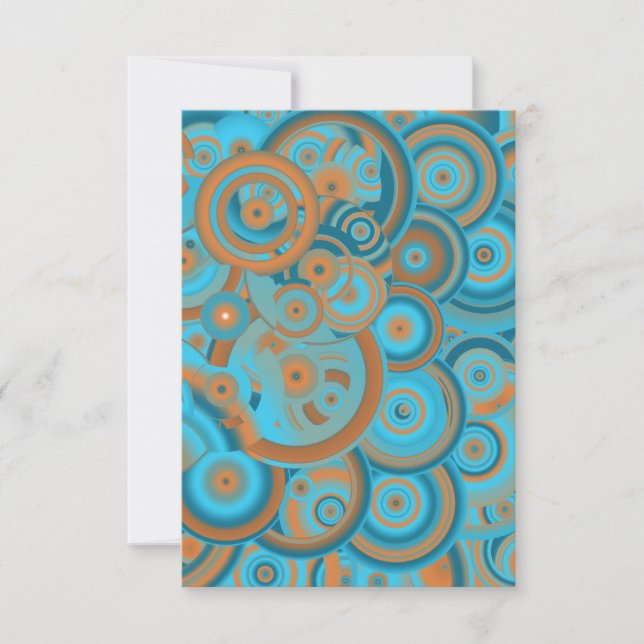 Concentric Circle Gradient Orange Rust Turquoise Card (Front)