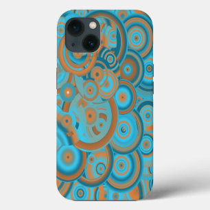 Concentric Circle Gradient Orange Rust Turquoise iPhone 13 Case