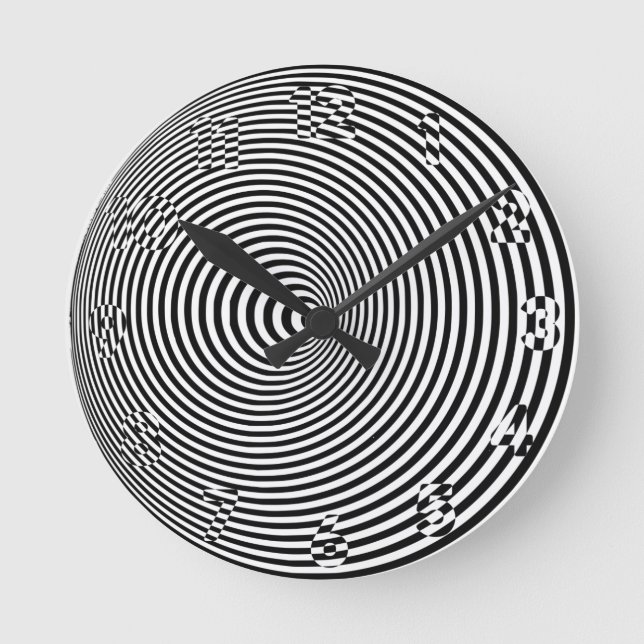 Concentric Circle Optical Illusion Inverse Round Clock (Front)