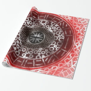 Concentric Circles African Tribal Print red ombre Wrapping Paper
