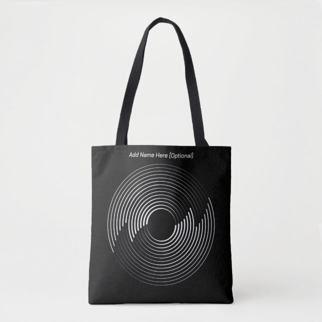 Concentric Circles Black (Personalise) Tote Bag (Front)