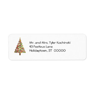 Concentric Circles Christmas Tree Return Address L
