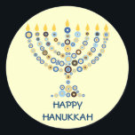 Concentric Circles Menorah Sticker<br><div class="desc">Dozens of concentric circles form together to make a lit Hanukkah menorah. Add your message underneath. Use as envelope seals,  on presents or give as favours. You can also change the background if you like. Available in matching products.  



 


com</div>