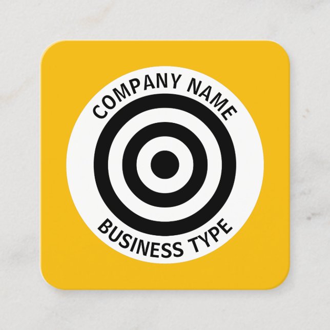 Concentric Circles - Yellow #F8BC08 Square Business Card (Front)