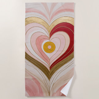Concentric Heart Blossom Beach Towel
