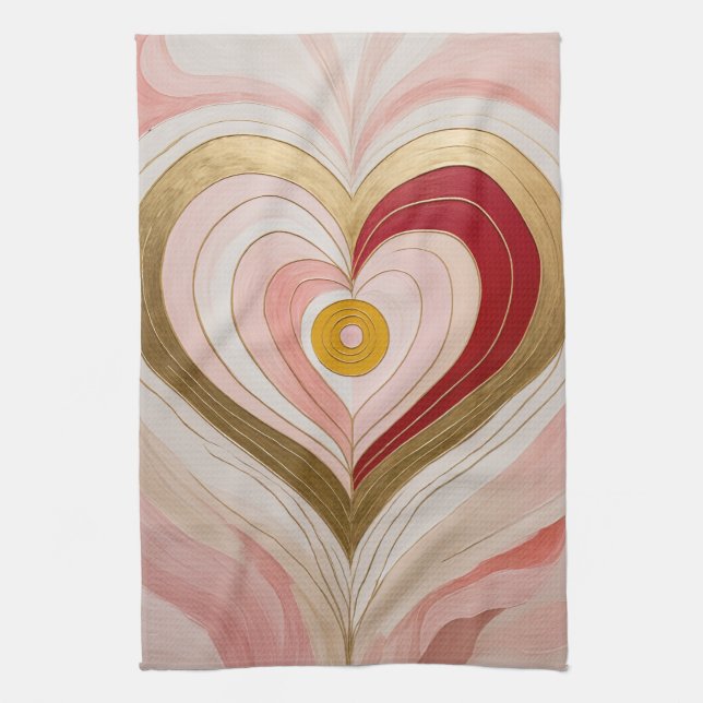 Concentric Heart Blossom Tea Towel (Vertical)
