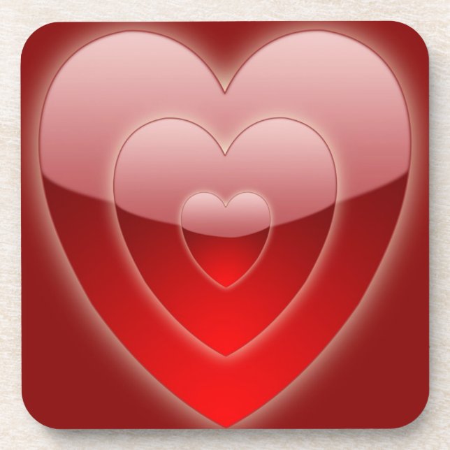 Concentric Hearts Cork Coasters (Front)