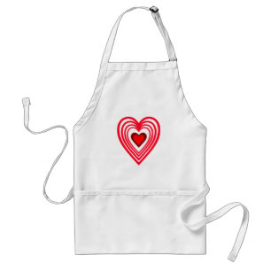 Concentric Hearts Red Valentine Day Burgundy Standard Apron