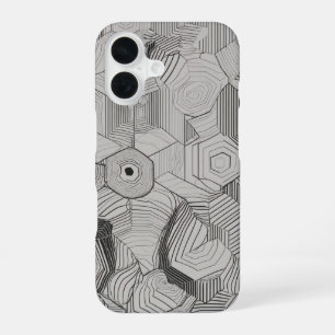 Concentric Hexagons Line Art iPhone 16 Case