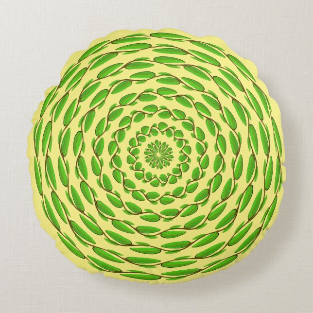 Concentric Leaf Rings by Kenneth Yoncich Round Cushion (Front)