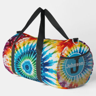 Concentric Rainbow Tie Dye monogram personalised Duffle Bag