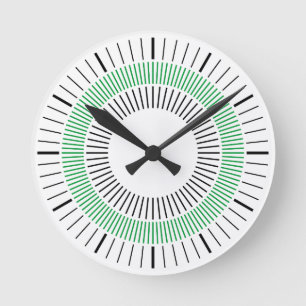 Concentric Rays - Green Round Clock