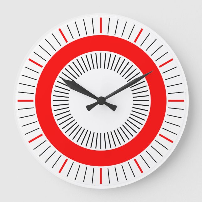 Concentric Rays - Red Large Clock (Front)