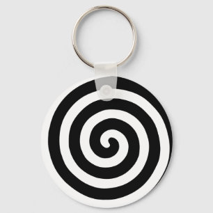 Concentric Spiral in Black & White Keychain