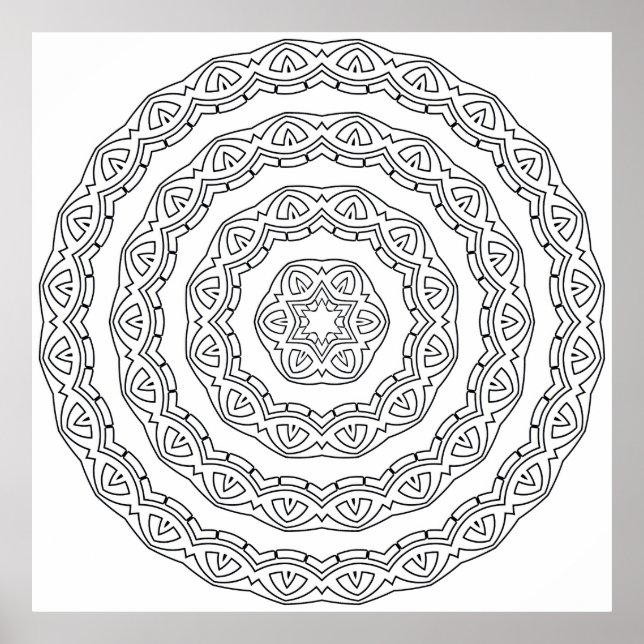 Concentric Wave Mandala Colouring Page Poster (Front)