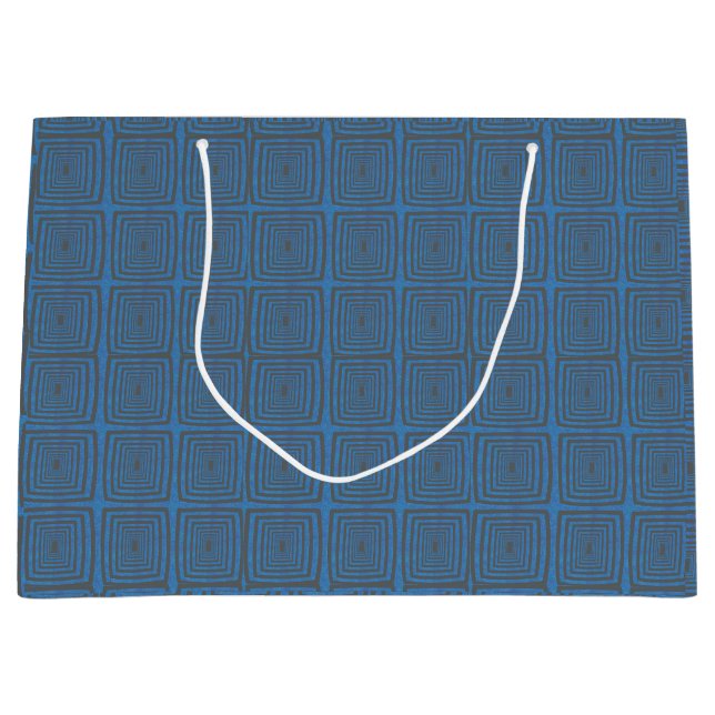 Concentric Wavy Squares on a mottled blue paintbox Large Gift Bag (Front)
