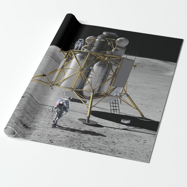 Concept Art of Altair Lunar Lander and Astronauts Wrapping Paper (Unrolled)