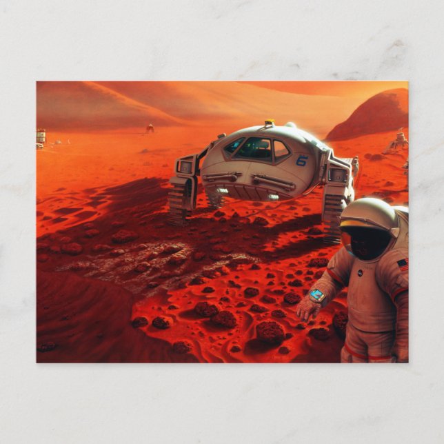 Concept Art of Future Manned Mars Mission Postcard (Front)