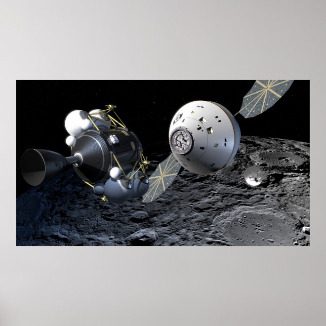 Concept Art of Orion Spacecraft in Lunar Orbit Poster (Front)