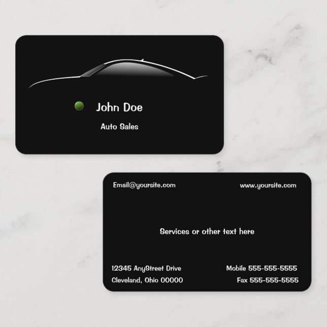 Concept Car Auto Sales Business Card (Front/Back)