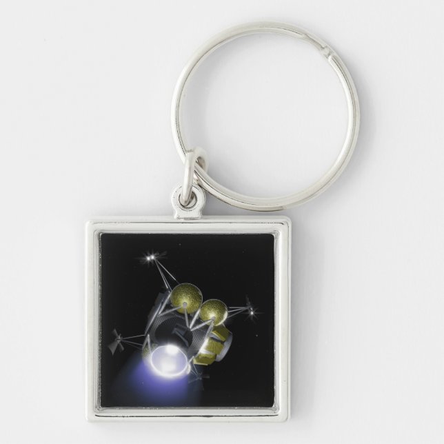 Concept of a crew blasting off key ring (Front)
