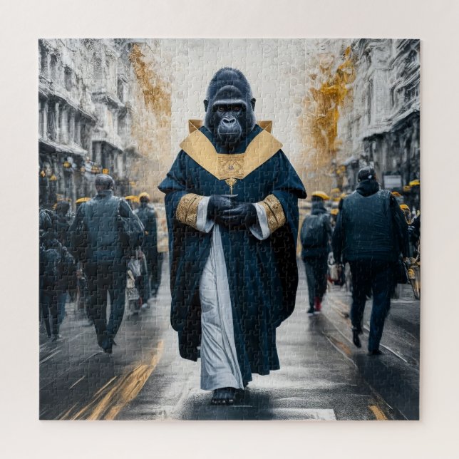 Conceptual Art Wall: Gorilla in Monastic Robes  Jigsaw Puzzle (Vertical)