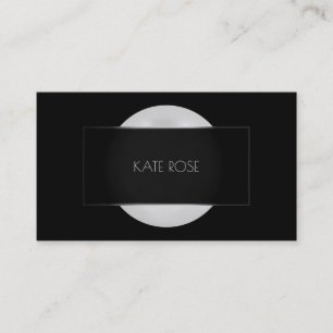 Conceptual Pearl Gray Black Silver Round Frame Vip Business Card