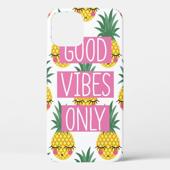Conceptual phrase Good vibes only on seamless patt Case-Mate iPhone Case (Back)