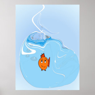 Concerned Fish With bubbles Poster