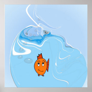 Concerned Fish With bubbles Poster