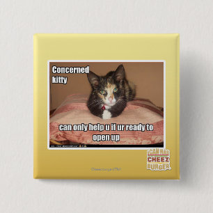 Concerned Kitty 15 Cm Square Badge