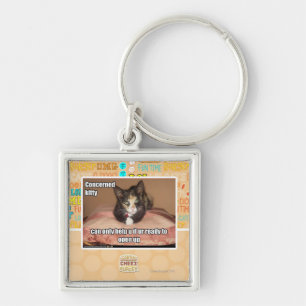 Concerned Kitty Key Ring