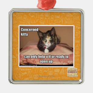Concerned Kitty Metal Tree Decoration