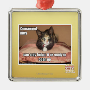 Concerned Kitty Metal Tree Decoration
