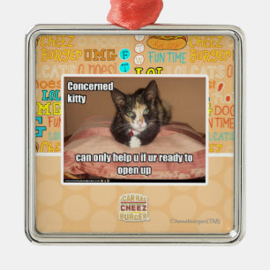 Concerned Kitty Metal Tree Decoration