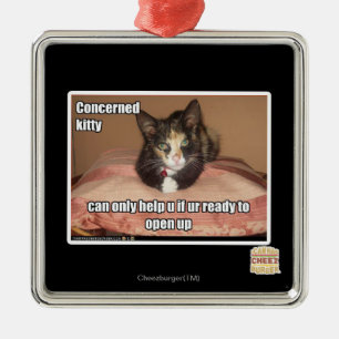 Concerned Kitty Metal Tree Decoration