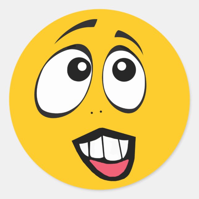 Concerned Yellow Emoji Classic Round Sticker (Front)