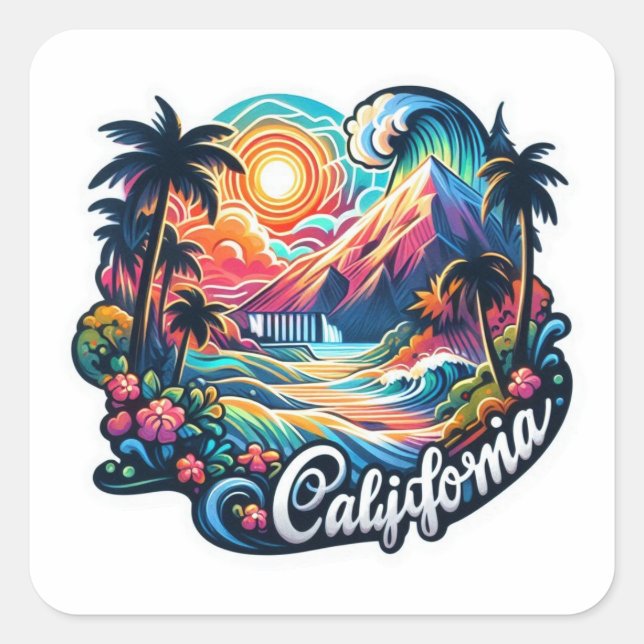CONCERT CALIFORNIA FIRE Keychain Square Sticker (Front)