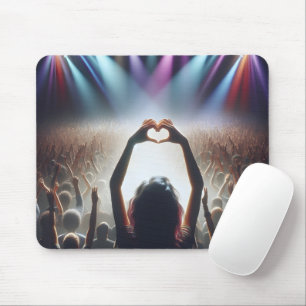 Concert Crowd With Heart Shaped Sign Mouse Mat