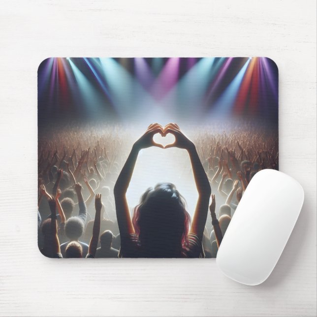 Concert Crowd With Heart Shaped Sign Mouse Mat (With Mouse)