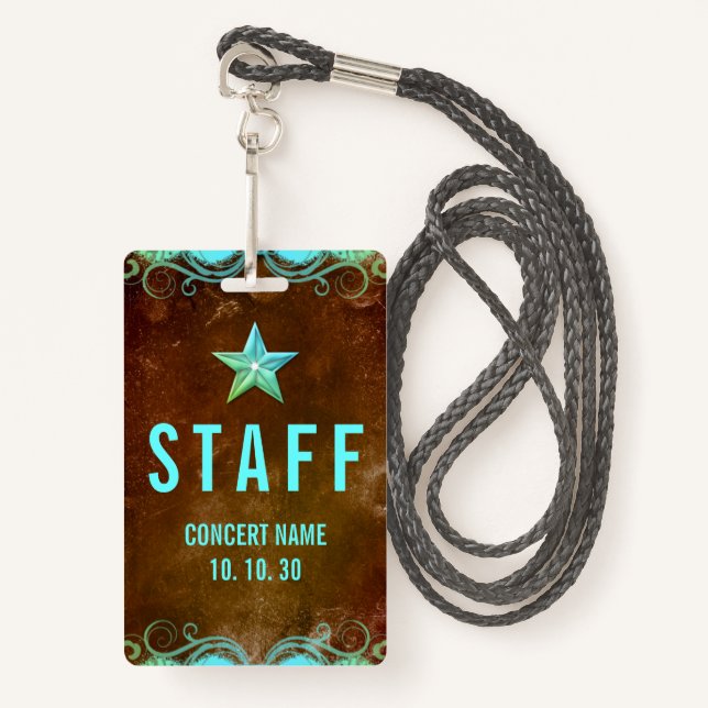 Concert Event Convention Custom Name Staff Badge ID Badge (Front with Lanyard)