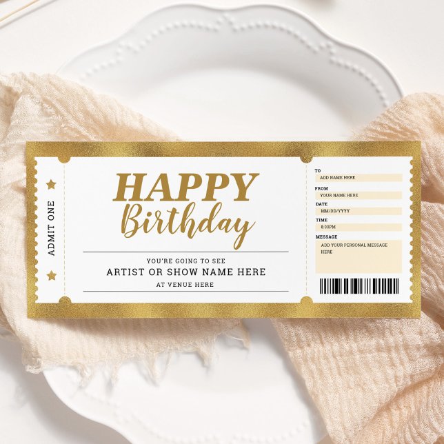 Concert Event Show Gold Gift Ticket Any Occasion Invitation (Creator Uploaded)
