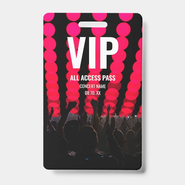 Concert Festival VIP All Access Custom Name ID Badge (Front)