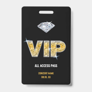 Concert Festival VIP All Access Custom Name  ID Badge