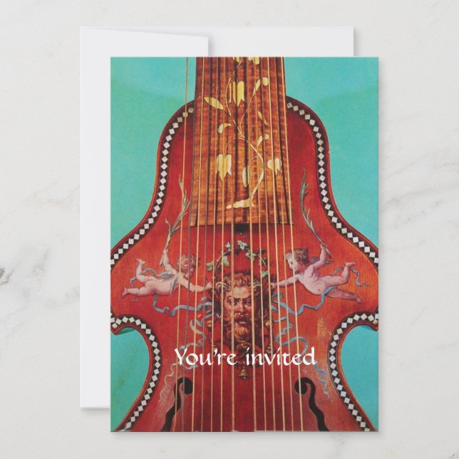 CONCERT,MUSIC,WEDDING,Red Blue Turquoise Champagne Invitation (Front)