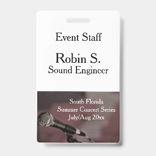 Concert or Show Event  ID Badge
