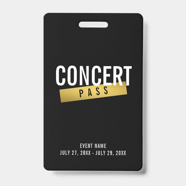 Concert Pass Music Festival Modern VIP Badge ID Badge (Front)