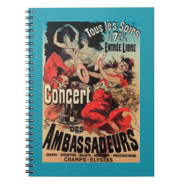 Concert Poster on Avenue de Champs-Elysees Notebook (Front)