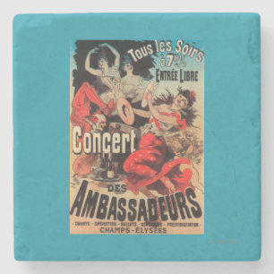 Concert Poster on Avenue de Champs-Elysees Stone Coaster